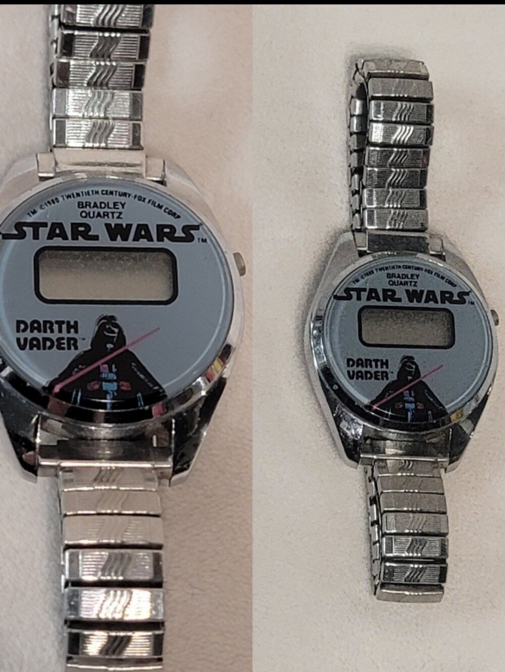 Vintage 1980 Star Wars Darth Vader Bradley Quartz digital watch stretch band